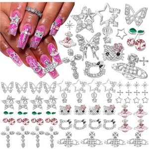 52 pcs 3D nail charms & gems